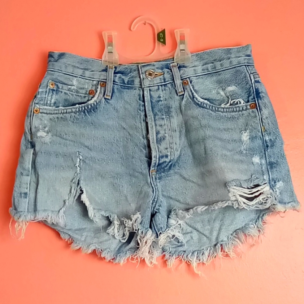 Agolde parker distressed jean shorts